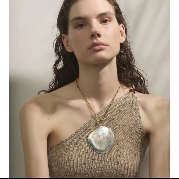 Gold plated Natural Shell Necklace Anthropologie - Picture 3 of 9